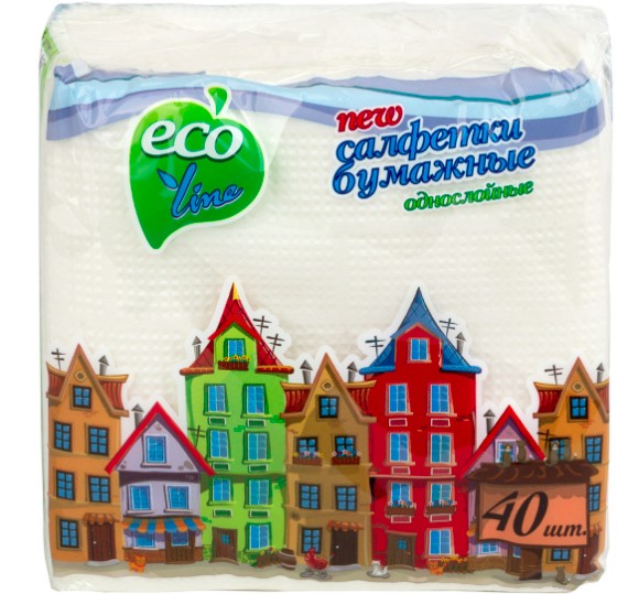 Eco Line серветки паперові 1шар. 40шт білі